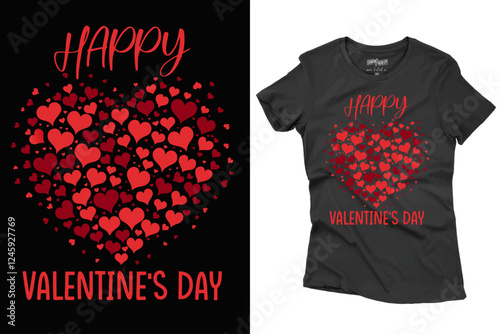 Valentine's Day T-Shirt Design Illustration With Heart Shape For Print, Poster, Card, Mug, Bag, And Invitation.