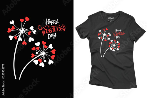  Dandelion Valentine's Day T Shirt Design Illustration For Print, Poster, Card, Mug, Bag, Invitation.