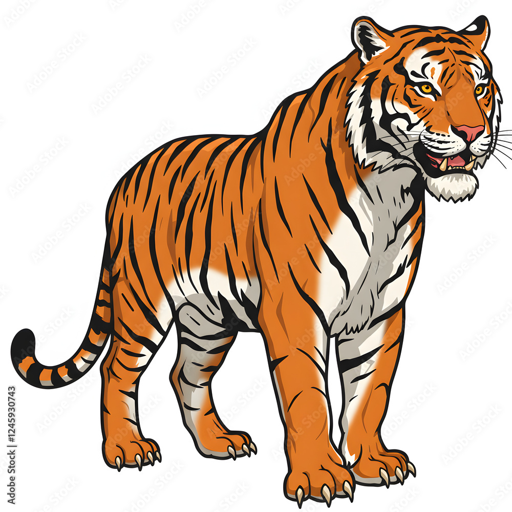 Obraz premium Orange Tiger Standing Illustration