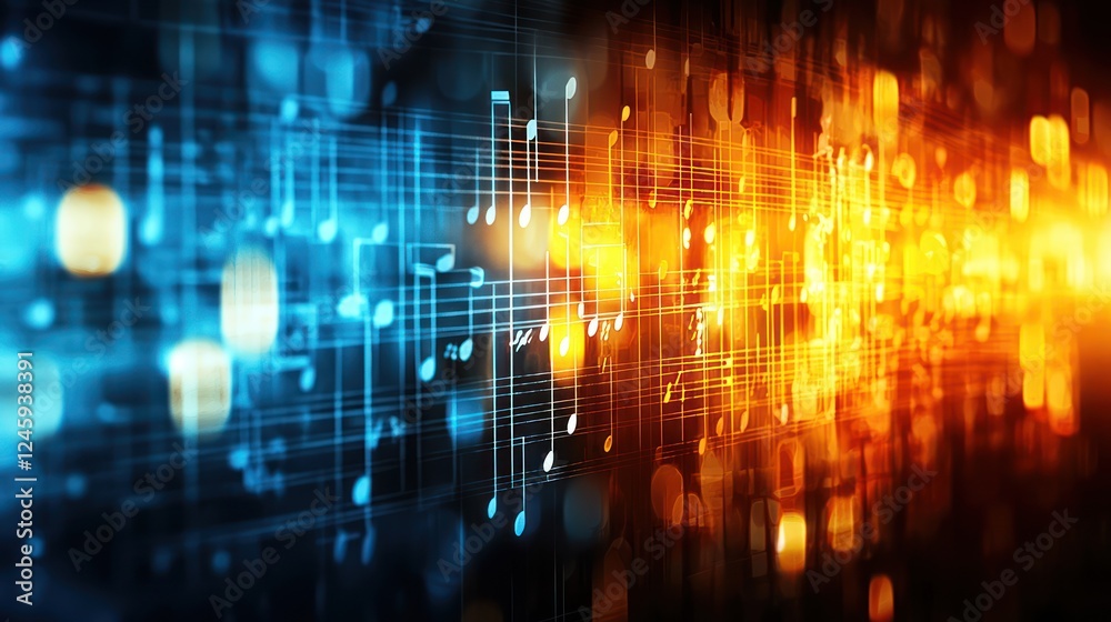 custom made wallpaper toronto digitalAbstract musical notes, digital art, glowing background, website header