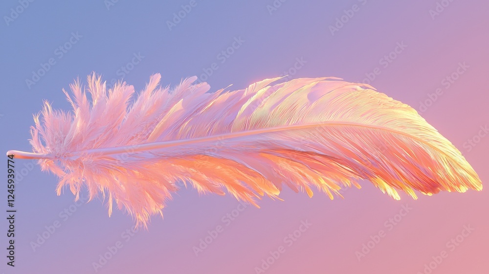 Obraz premium Digital illustration of a feather. the feather is in the center of the image and is the only object in the frame. it is a long, slender feather with a pointed tip.
