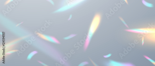 Light effect and zigzag ribbon falling from above on a beam of light, tinsel vector