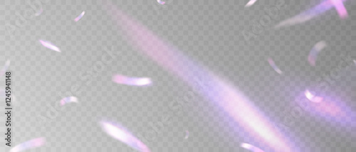 Light effect and zigzag ribbon falling from above on a beam of light, tinsel vector