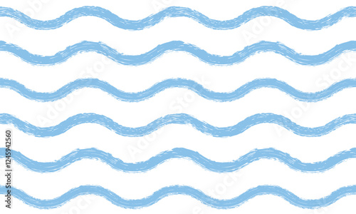 Seamless wave pattern. Wavy grunge brush stroke. Hand drawn water sea background.