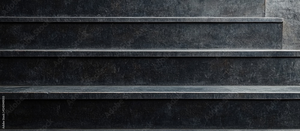 Close up of dark escalator steps with empty area for text placement suitable for advertising or promotional content Close up of dark escalator steps with empty area for text placement suitable for advertising or promotional content