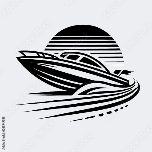 art, illustration, vector, image, wallpaper, logo, icon, art image speed boat, speed boat vector black and white