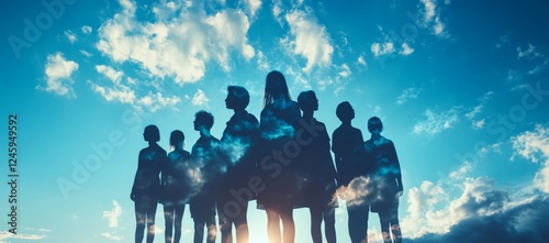 Children Silhouetted, Cloudy Sky, Sunset, Hope