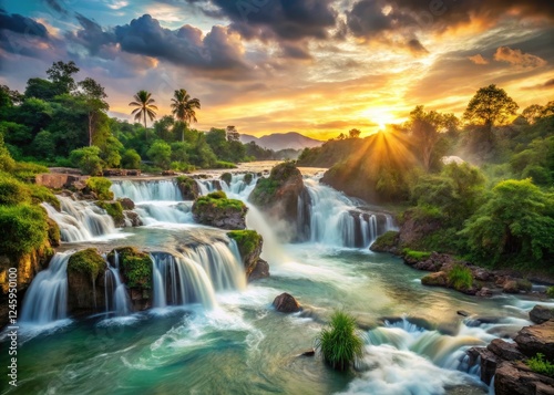 Laos' Khone Phapheng Falls: breathtaking Southeast Asian waterfall, a photographer's dream. photo