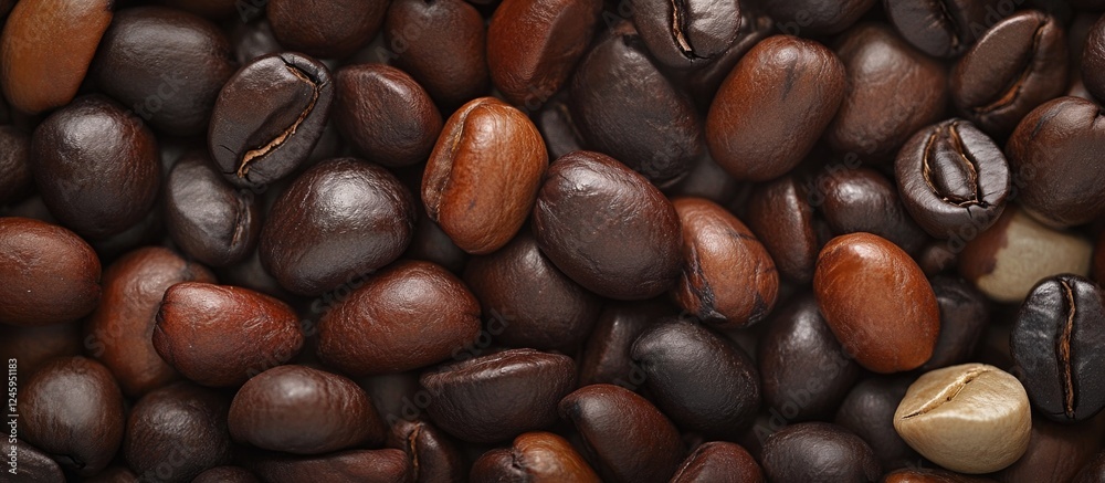 Close up view of assorted coffee beans showcasing texture and color variation ideal for food or beverage related designs. Close up view of assorted coffee beans showcasing texture and color variation ideal for food or beverage related designs.