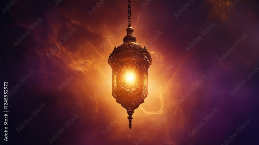 Ornate Ramadan Lantern with Mystical Glow Ornate Ramadan Lantern with Mystical Glow