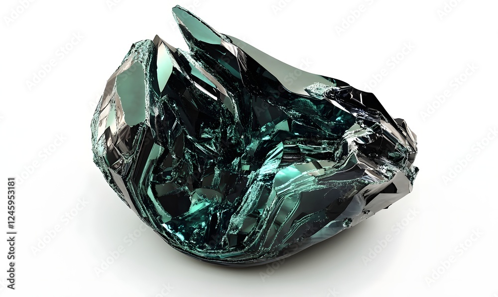 Teal crystal cluster, isolated, white background; science, jewelry design Teal crystal cluster, isolated, white background; science, jewelry design