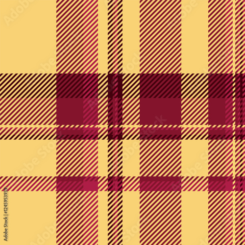 Dogtooth check textile tartan, random plaid texture pattern. Cool background fabric seamless vector in red and amber colors.