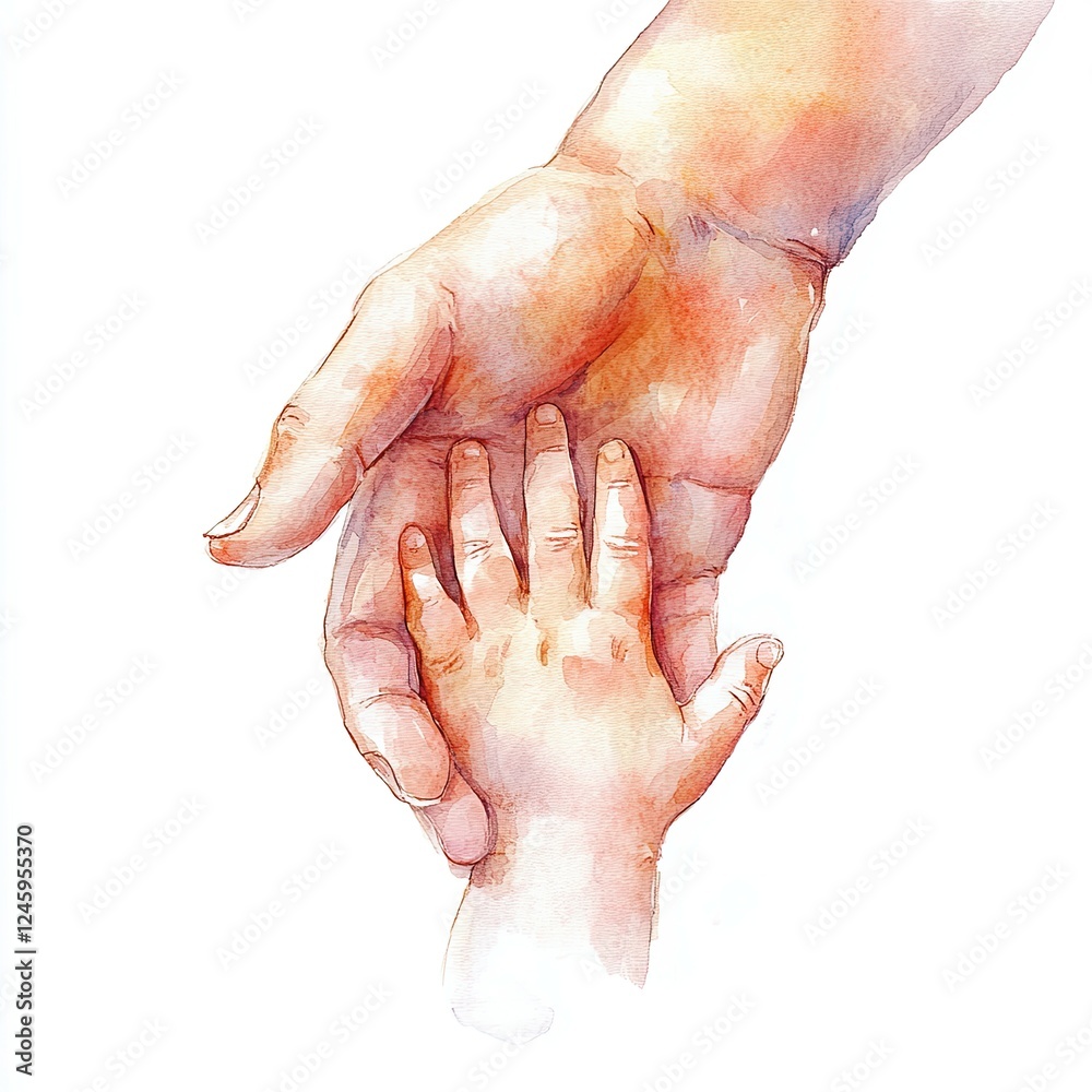 Fototapeta premium Connection between parent and child illustrated through hands in a tender moment showing love and support