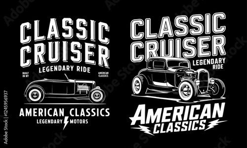 Classic Cruiser T-Shirt Design - Legendary Ride Built in NY; Celebrate American Classics with Vintage Cars, Perfect for Auto Enthusiasts and Nostalgic Fans