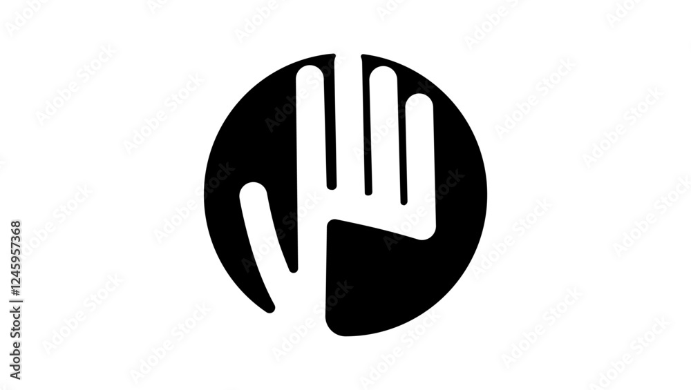 human palm logo, black isolated silhouette human palm logo, black isolated silhouette