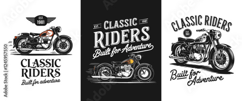 Classic Riders T-Shirt Design - Built for Adventure with Iconic Motorcycle Graphics, Perfect for Bikers and Motorcycle Enthusiasts Who Love the Freedom of the Open Road since 1981