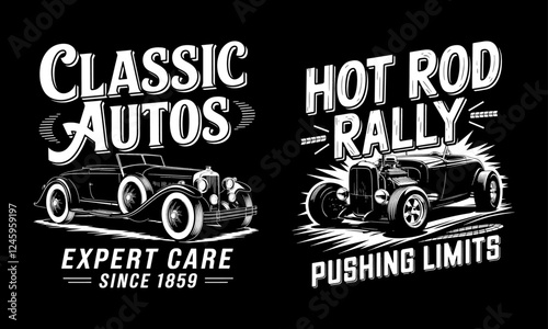 Classic Autos & Hot Rod Rally T-Shirt Design - Expert Care Since 1859 with Vintage Car Graphics, Perfect for Car Enthusiasts and Hot Rod Lovers Who Appreciate Automotive History