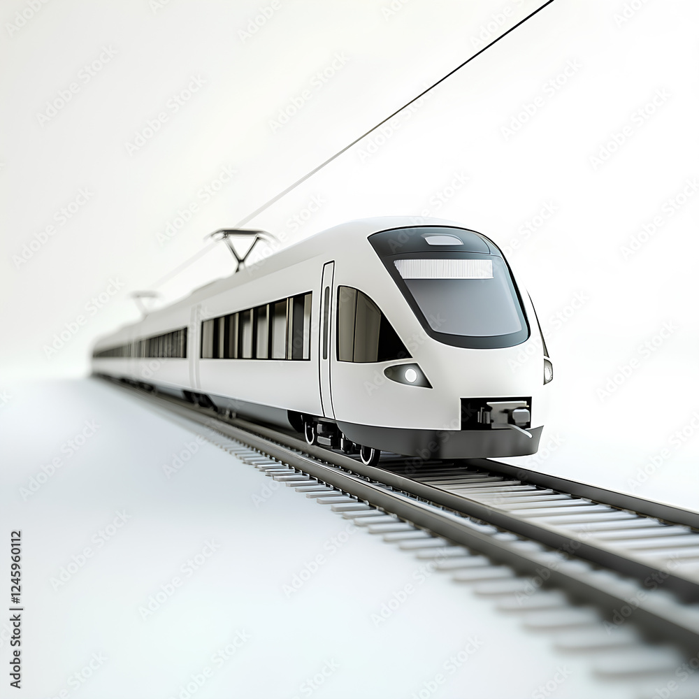 Fototapeta premium Illustration of a modern train, miniature, white background