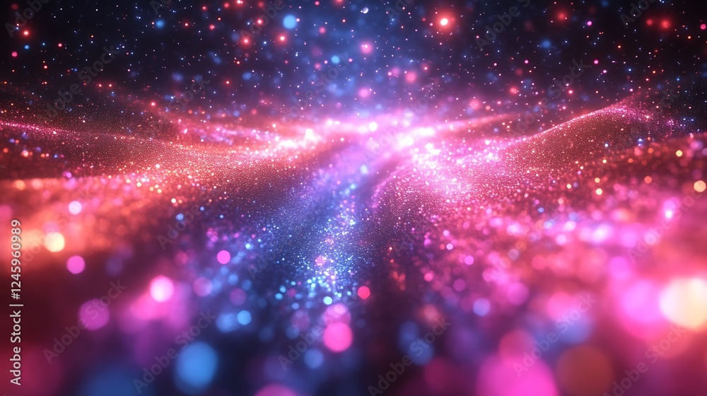 Fototapeta premium Abstract Glittering Cosmic Nebula Pink And Blue Hues