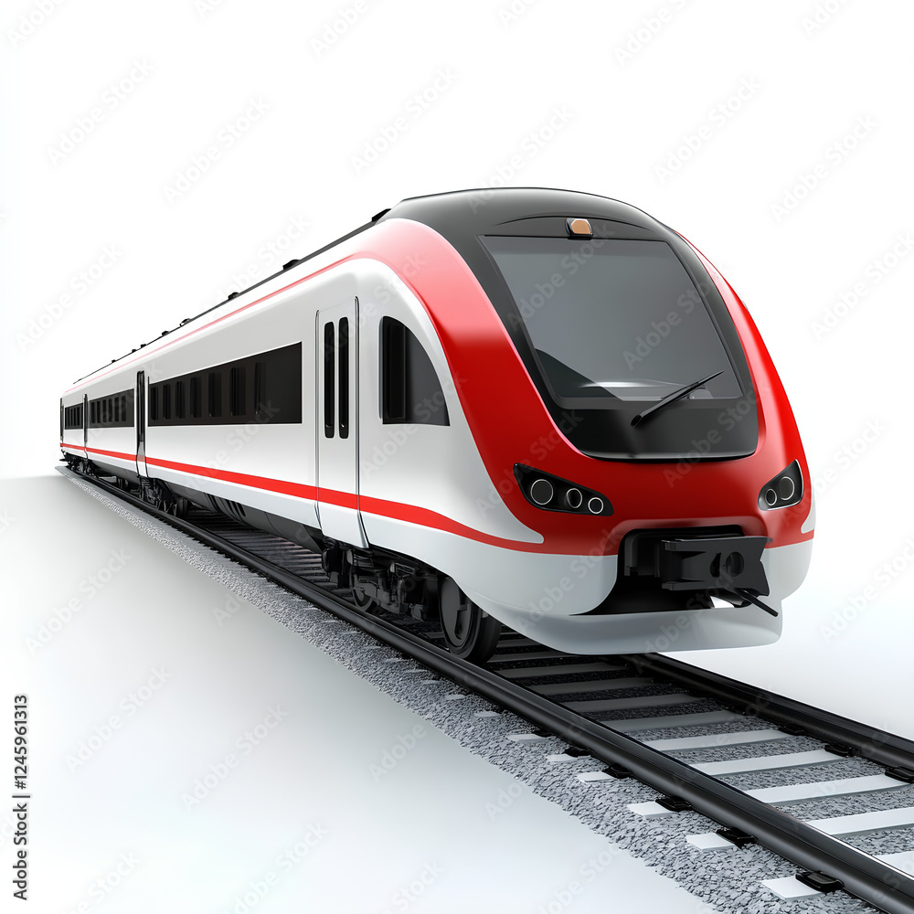Fototapeta premium Illustration of a modern train, miniature, white background