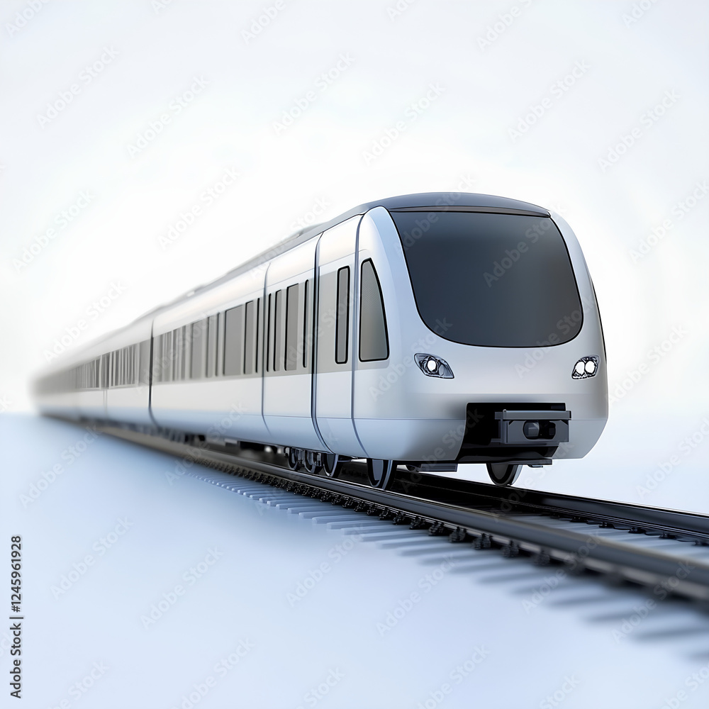 Fototapeta premium Illustration of a modern train, miniature, white background