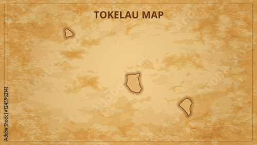 A Vintage Map Depicting the Borders of the Tokelau. Tokelau map with federal states in A vintage map based background, Political Tokelau Map