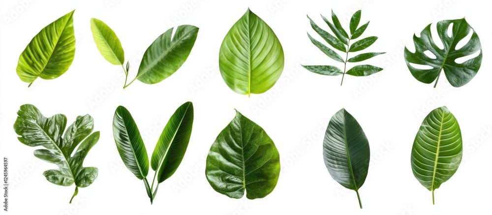 Tropical Leaf Collection Isolated on White Background Diverse Green Nature Textures for Backgrounds and Design Projects Tropical Leaf Collection Isolated on White Background Diverse Green Nature Textures for Backgrounds and Design Projects