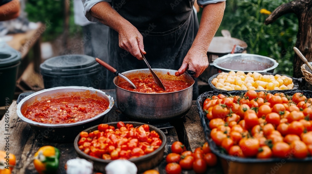 Obraz premium Fresh Tomato Sauce Preparation