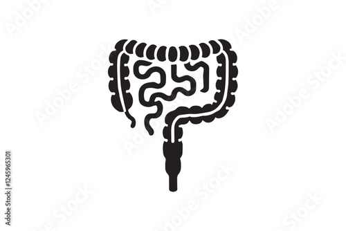 Intestine vector silhouette isolated in white background