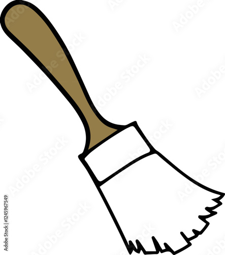 Wooden handle cleaning brush icon, hygiene and cleanliness