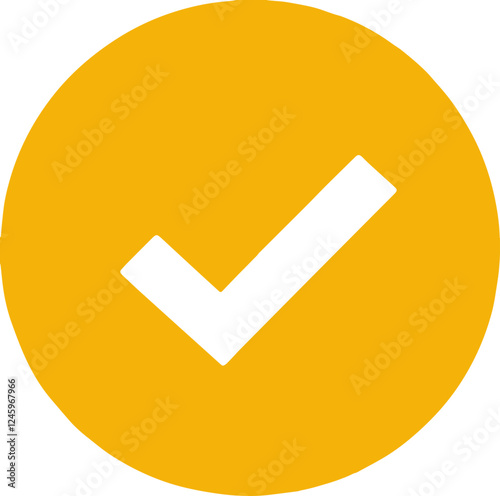 Check mark, confirmation and approval icons in yellow circles