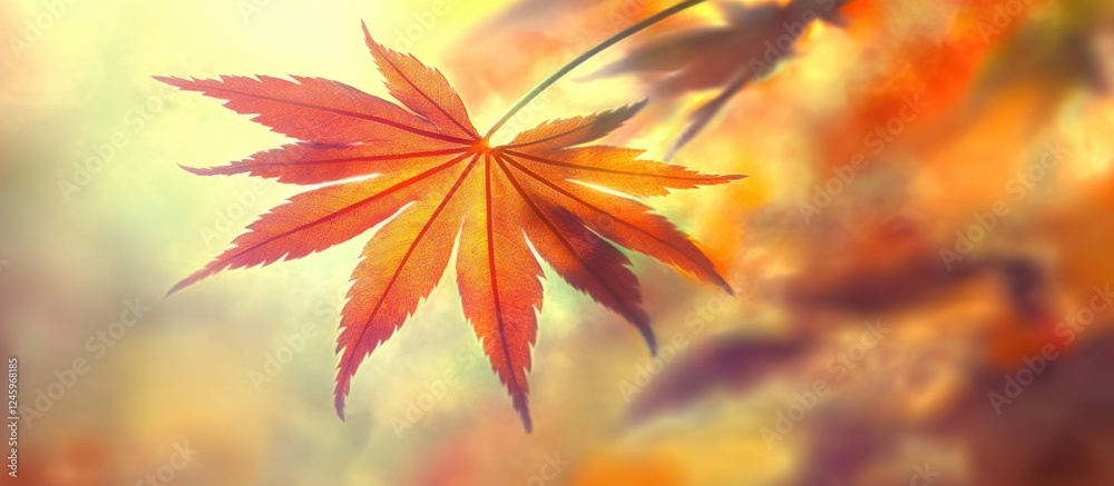 Japanese Maple Leaf Detail with Vibrant Autumn Colors in Soft Sunlight on a Clear Day Japanese Maple Leaf Detail with Vibrant Autumn Colors in Soft Sunlight on a Clear Day