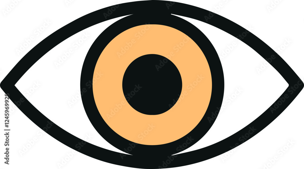 Eye icon with black outline and orange center