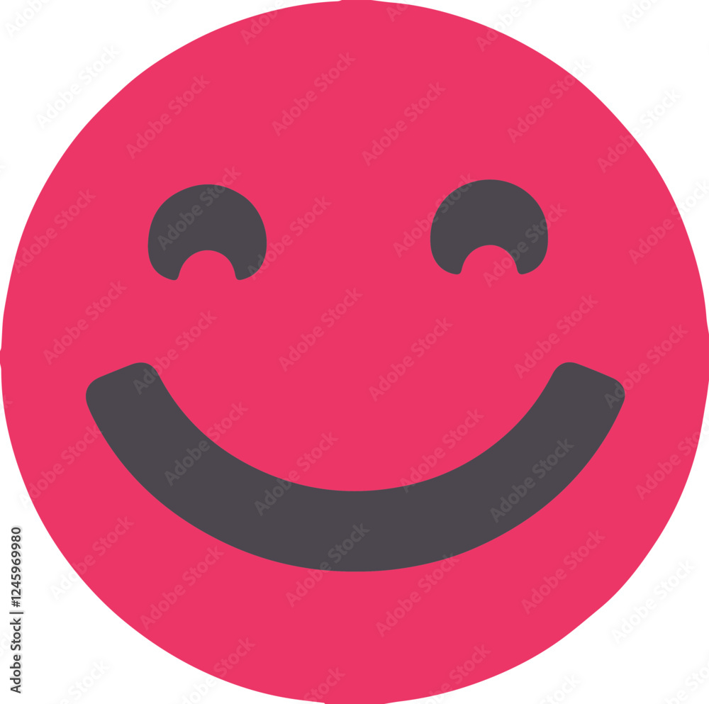Pink smiley face emoticon, expression of happiness and positivity Pink smiley face emoticon, expression of happiness and positivity