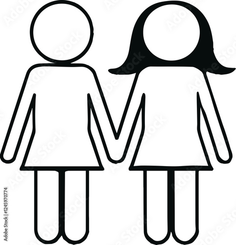 Two people holding hands icon, friendship and lovers symbol