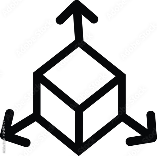 Horizontal cubes good ware lineal icon, minimal geometric box symbol