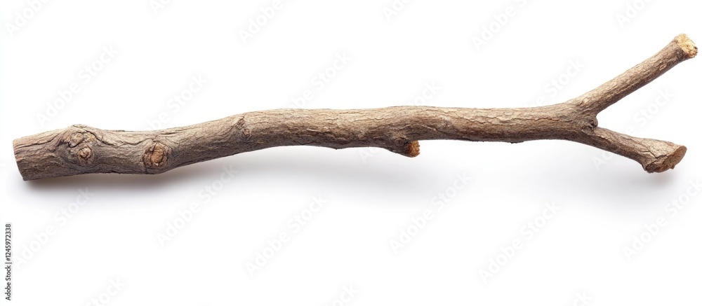 Dry wooden branch on a white background showcasing natural texture and detail ideal for design and nature-related projects Dry wooden branch on a white background showcasing natural texture and detail ideal for design and nature-related projects