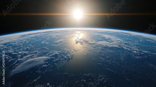 Fototapeta Naklejka Na Ścianę i Meble -  Earthrise sunrise space exploration, planet background