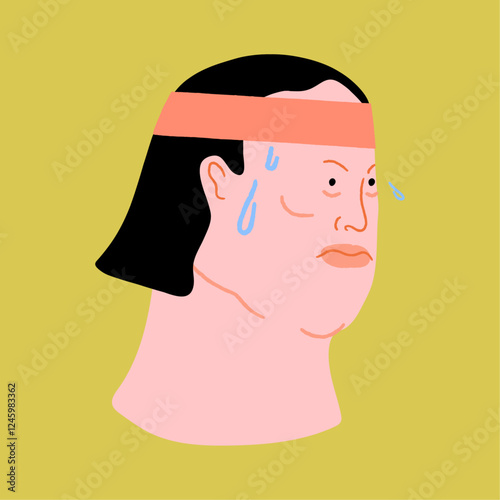Person working out and sweating Vector Illustration