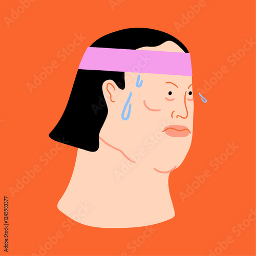 Person working out and sweating Vector Illustration