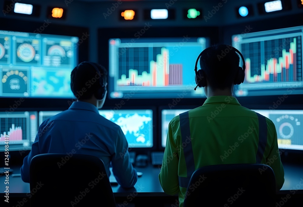 Engineer Monitoring Data in a Control Room Engineer Monitoring Data in a Control Room