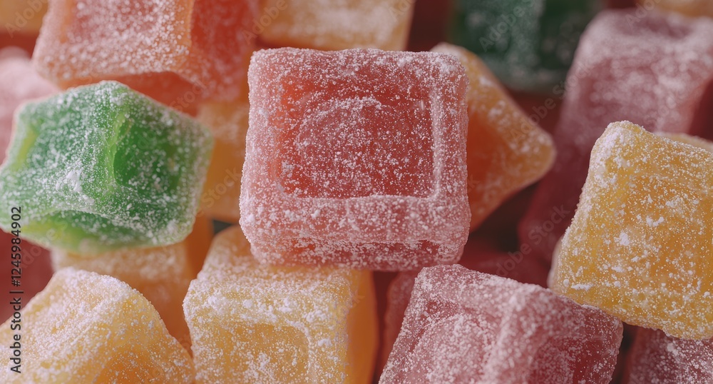 Colorful fruit jelly candies with sugar powder. Colorful fruit jelly candies with sugar powder.
