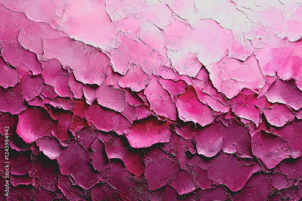 Obraz premium Painting of pink and white paint applied on a textured wall surface in artistic design with abstract patterns and strokes creating a colorful backdrop