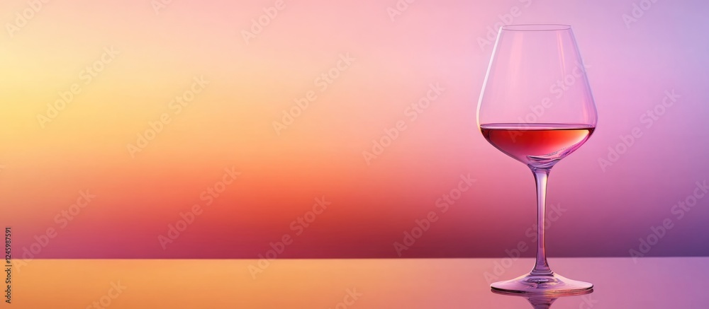 Elegant wine glass reflecting sunset colors with ample space for text, perfect for promotions or invitations related to wine and events. Elegant wine glass reflecting sunset colors with ample space for text, perfect for promotions or invitations related to wine and events.