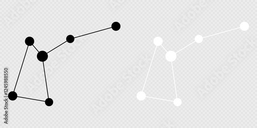 Musca constellation map set. Vector illustration.