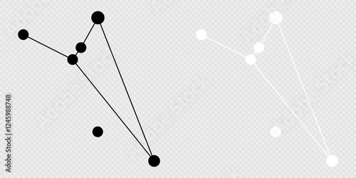 Octans constellation map set. Vector illustration.