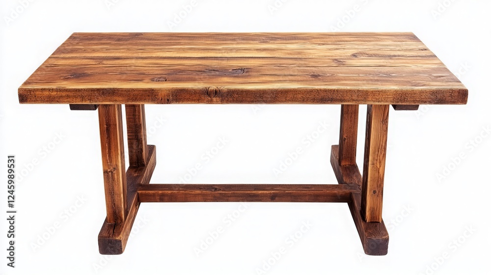 Rustic Wooden Table on White Background for Furniture Catalog Display Rustic Wooden Table on White Background for Furniture Catalog Display