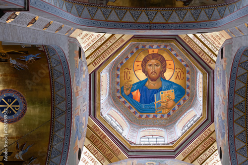 YEKATERINBURG, RUSSIA. Interior decoration of the Memorial Church on the blood in the Name of All Saints Who Shone in the Russian Land