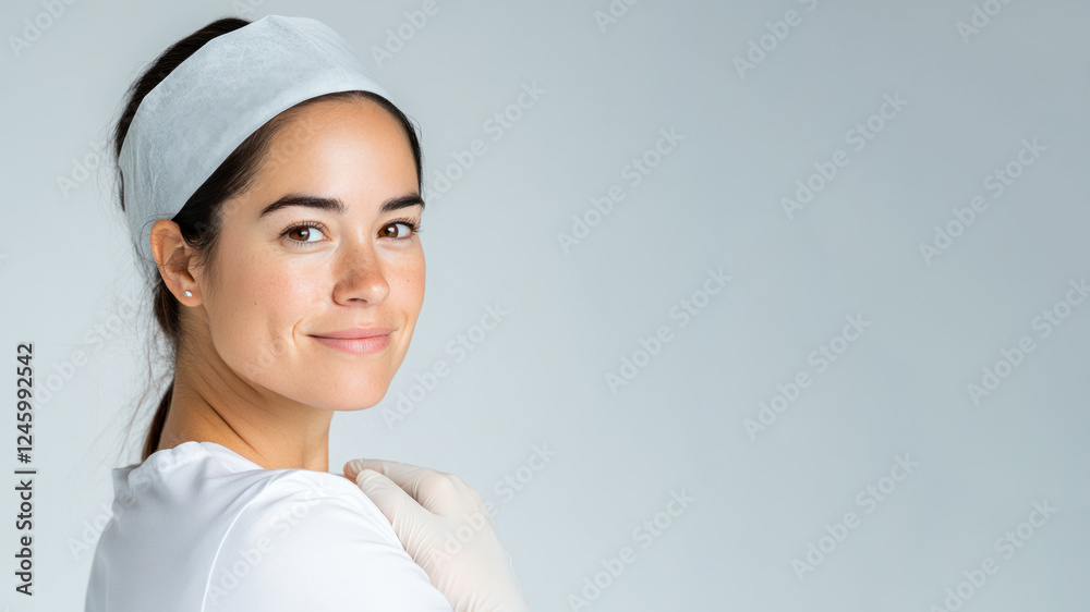 Brunette young chef woman smiling isolated on white background Brunette young chef woman smiling isolated on white background