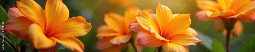 Delicate marigold petals dance around frangipani flowers, blossom, flower, circle Delicate marigold petals dance around frangipani flowers, blossom, flower, circle